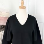 COS  Dolman Sleeve Boiled Wool Blend V-Neck Cropped Sweater Black Sz XS Photo 1