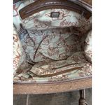 Guess Vintage 80s Large Ostrich Embossed Satchel Handbag Brown Large Lock Detail Photo 12