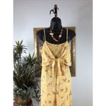 No Boundaries Women’s Jumpsuit Large Floral Smocked Bodice Adjustable Straps Yellow Photo 1