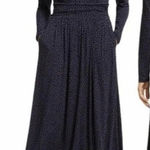 Boden Lucille Long Sleeve Jersey Midi Dress Navy Hunter Green Leaf Size 10 Long Blue Photo 0