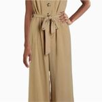 Max+Ash Jumpsuit Size Small Wide Leg Cropped Sleeveless NWT Tan Photo 2