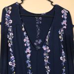 Lucky Brand  Women’s Boho Floral Print V-Neck Short Sleeve Ruffle Hem Mini Dress Photo 1