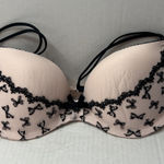 Victoria's Secret  Pink Padded Demi Bra 34C Lace With Bows Photo 0