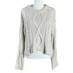 Free People  Neutral Cable Knit Chunky Cutting Edge Cable Pullover Sweater XL Photo 6