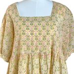 Sohana Dainty Ethereal Indian Cotton Block Print Maxi Dress Yellow Floral XL Photo 5