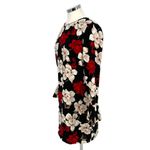CeCe Floral Long Sleeve Shift Dress Bell Cuff Sleeve Black Red White Size 6 Photo 6
