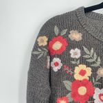 Savannah Jane Grey Waffle Knit Long Sleeve Embroidered Cottage Core Dress Small Gray Photo 3