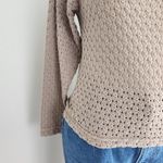 Vintage 90s Taupe Brown Open Knit Long Sleeve Pullover Sweater Top Neutral L Size L Photo 4
