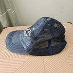 Baseball Cap Campfires & Cocktails Hat Blue Denim Distressed White Embroidered Photo 2