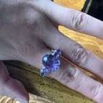 Genuine Rose de France Amethyst Sterling Silver Cocktail Ring Size 8 Photo 3