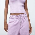 ZARA Lilac High Rise Paper Bag Jeans Photo 3