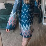 Xhilaration Blue Chevron Criss Cross Lace-Front Knee Length Boho Dress Size M Photo 1