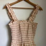 Mable Tan Gingham Check Ruffle Skirt Sundress Sz L Girly Picnic Coastal Cowgirl Size L Photo 3