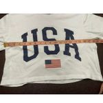 Ideal T USA Red White Blue Flag White Short Sleeve‎ Cropped Tee T Photo 5