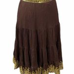 Gracie Silk and Sequined Skirt, Brown, Small Brown Photo 0