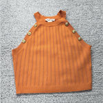 HAPPILY Grey Orange HIGH NECK SLEEVELESS HALTER TOP BUTTONS XL Women's‎ New Photo 0