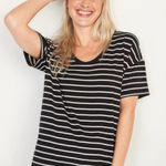 Old Navy Womens  Luxe Black Striped Scoop Neck Tee Shirt - Sz M Tall Photo 0