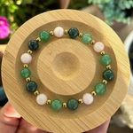 💚🩷Handmade Moss agate + green aventurine + rose quartz + hematite bracelet Photo 0