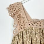 Anthropologie Let Me Be Tiered Eyelet Top Pink Paisley Floral Boho Sleeveless XS Photo 4