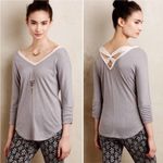Deletta Anthropologie  Mara Gray Jersey Top w/ 🤍Chiffon Criss-Cross Back🤍 ~S Photo 1