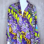 Vintage amber blue kaftan 2x tropical floral print beach cover maxi house dress Purple Photo 2