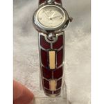 Gruen Quartz Bangle Watch Red and‎ Silver Tone Stylish Womens Jewelry Photo 4