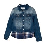 Wallflower Blue Denim Jacket with Plaid Accents,Size M Size M Photo 1