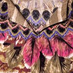 Chico's  Shirt Womens Small Beige Pink Floral Embellished Beaded Smocked Boho Photo 9