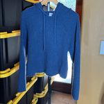 PINK - Victoria's Secret PINK Victoria’s Secret Knit Ribbed Hooded Sweater Blue Women’s Size Large Photo 6