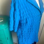 Anthropologie  Eri + Ali Cerulean Blue Textured Short Sleeve Button Down Shirt Photo 3