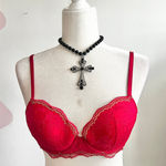 Victoria's Secret Victoria’s Secret Dream Angels Bra 34C‎ Red Lace Romantic Y2K Lingerie Photo 0