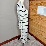 Pink Lily Black Cream White Stripe Long Sleeve Knit Long Length Cardigan Small Photo 2