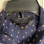 Sweet Wanderer  Navy Blouse with Subtle Dots and Tie Photo 1
