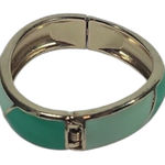 AQUA VTG Gold Tone Green Alternating Enamel Clamper Bangle Bracelet Wavy Unbrand Photo 0
