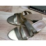 Naturalizer Beaming Slide Sandals Women's 8 Metallic Gold Block Heeled Strappy Photo 3