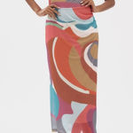 Anthropologie  Square-Neck Halter Midi Dress Size M Petite Pink Pattern Photo 0