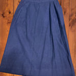 Dior Vintage 80s Christian  Navy Blue Wool Skirt Side Buttons Size 12 READ Photo 0