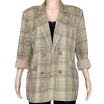 Majorelle  Rhea Double-Breasted Blazer, Tan Plaid, XL Photo 9
