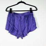 Lunya Washable Silk Satin Tulip Ruffle Overlay Mini Lounge Pajama Shorts Purple Photo 2