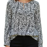 The Limited  Black & White Long  Sleeve Sheer Blouse‎ Gold Hardware EUC Size XS Photo 0