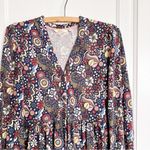 Boden • Button Through Jersey Dress mini empire waist floral cotton modal Blue Size 2 Photo 3