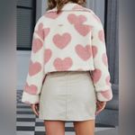 Pink Heart Crop Teddy Coat Size L Photo 4