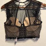 Victoria's Secret Victoria’s Secret 34DD Black Lace Mesh Lined Demi Cap Sleeve Bra Top Bustier Tan Photo 4