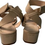 Franco Sarto  Noel Beige Leather Ankle‎ Strap Block Heel Sandals Womens Size 8M Photo 4
