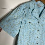 Ganni  Floral Organic Cotton Poplin Button-up Shirt In Blue Photo 6