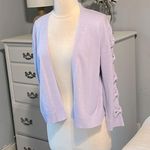 Cable & Gauge Cable & Gage Lavender Sweater Lightweight Purple Cardigan Bow Lattice Sleeve L Photo 2