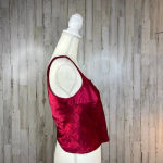 Victoria's Secret  Vintage Satin Floral Tank Top Red XS Square Neck Wide Strap Photo 3