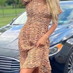 Faithfull the Brand Marie Louise Midi Dress Medium Wyldie Tiger Animal Print Photo 2