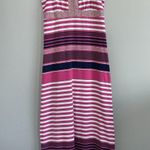 J. McLaughlin Striped V Neck Maxi Dress Pink White Blue Size M Lace CUSTOMIZED Photo 0