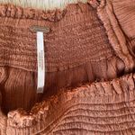 Free People  Bea Mini Dress Rust Brown Boho Smocked Tiered Peasant XS Photo 2